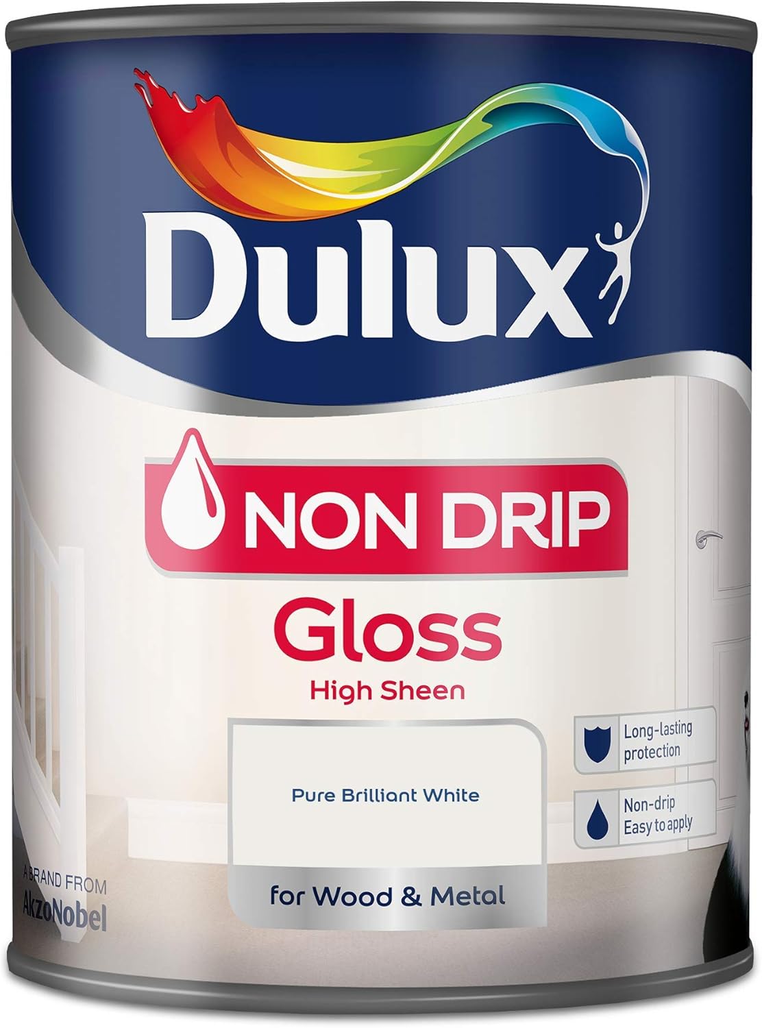 Dulux Non Drip Gloss Paint For Wood And Metal - Pure Brilliant White 750 Ml