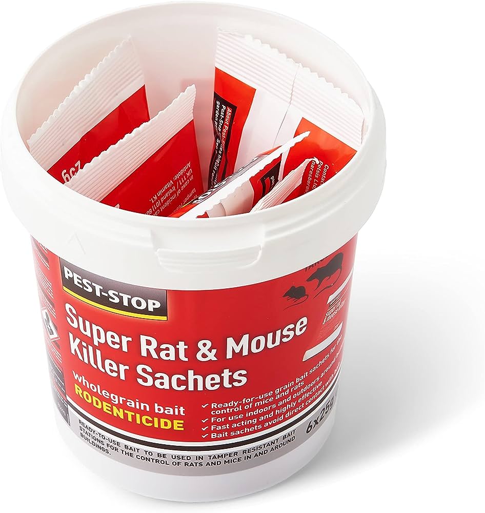 Pest-Stop Super Mouse and Rat Killer Fast Poison Wholegrain Bait 6 x 25g Sachets - NWT FM SOLUTIONS