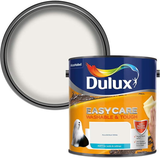 Dulux Easycare  Matt Emulsion Paint For Walls & Ceilings Pure Brilliant White 2.5L