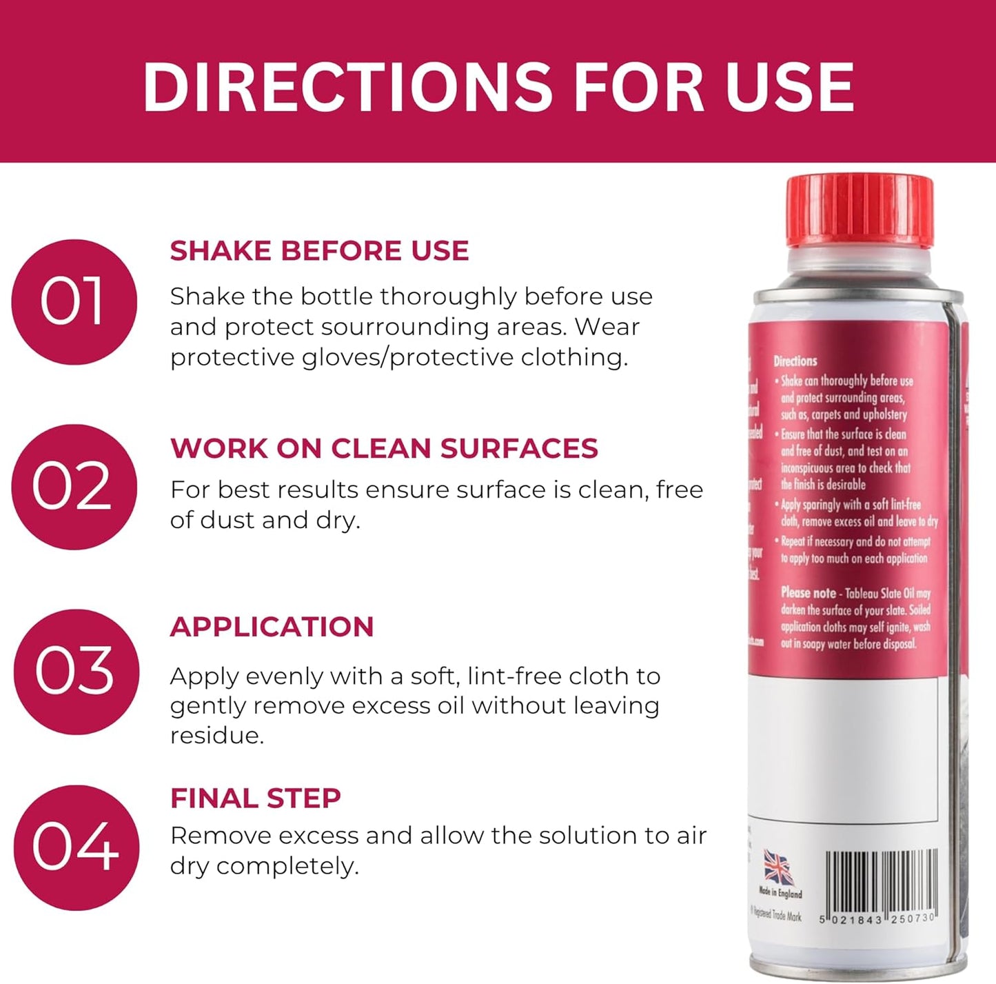 Tableau Slate Oil | Rejuvenates Old Slate | 1 x 250ml