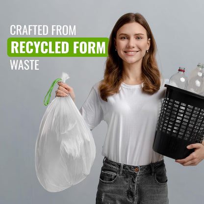 Ecobag - 20 Pack White Kitchen Drawstring Bin Liner - 30L