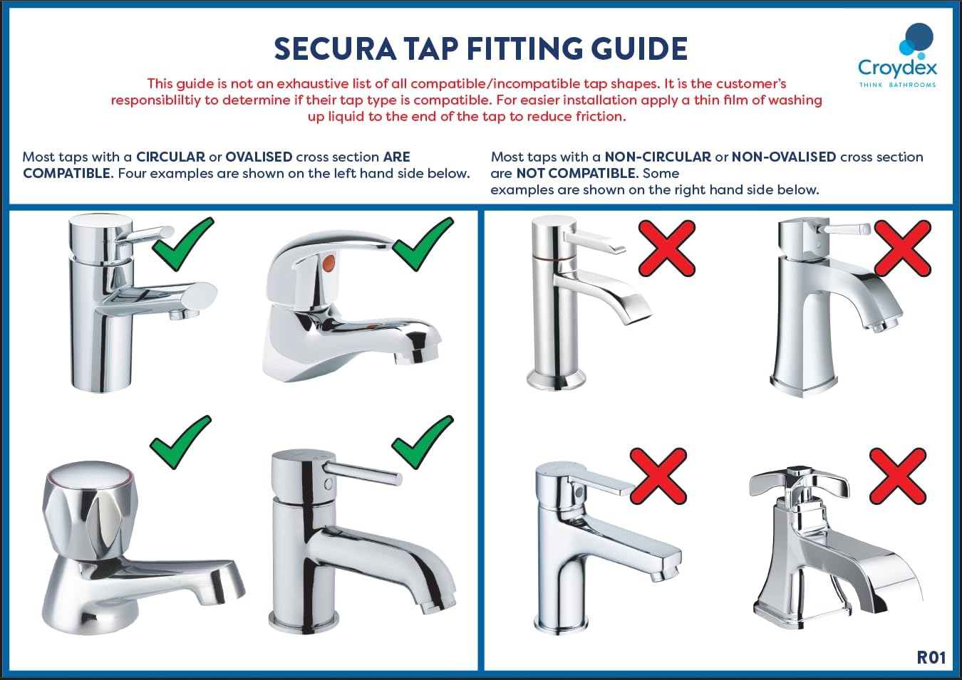Croydex Secura Shower Head And Hose For Taps, 1750Mm Hose Length,White