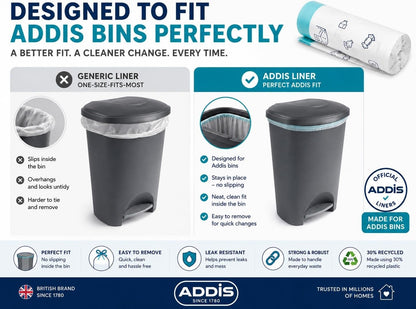 Addis 50–60L Bin Liners with Drawstring | 1 x Roll 15 Bags