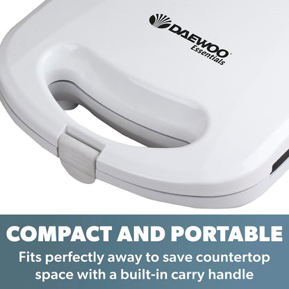Daewoo Essentials 2 Slice Sandwich Toaster | Deep Fill | Easy Clean | White