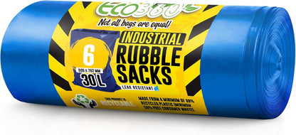 Ecobag - 6 Pack Blue Rubble Bags - 30L - 80 Microns