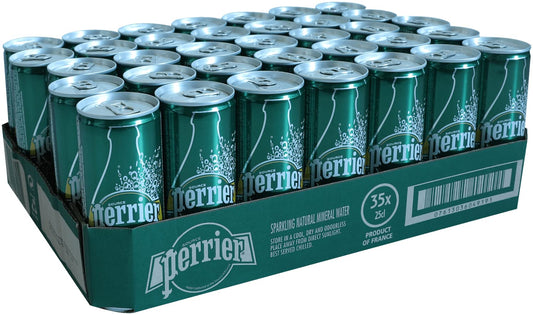 Perrier 250ml Sparkling Water Slim Can (Pack of 35)