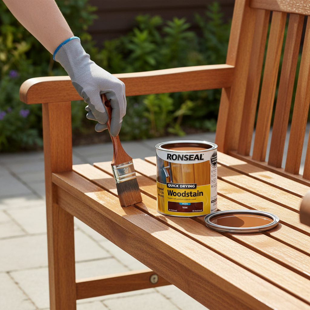 Ronseal Teak Satin Woodstain | Soft or Hard Wood | Quick Drying | 750ml