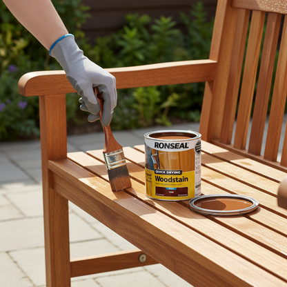 Ronseal Teak Satin Woodstain | Soft or Hard Wood | Quick Drying | 750ml