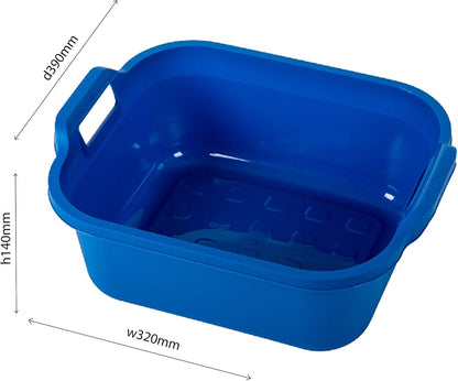 Addis Large Rectangular 10L Washing Up Bowl With Handles, Cobalt Blue