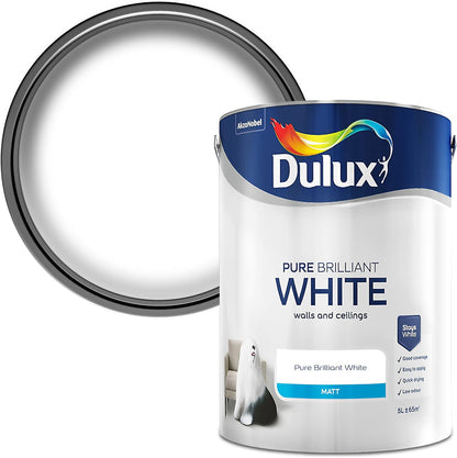 Dulux Walls & Ceilings Matt Emulsion Paint - Pure Brilliant White - 5L