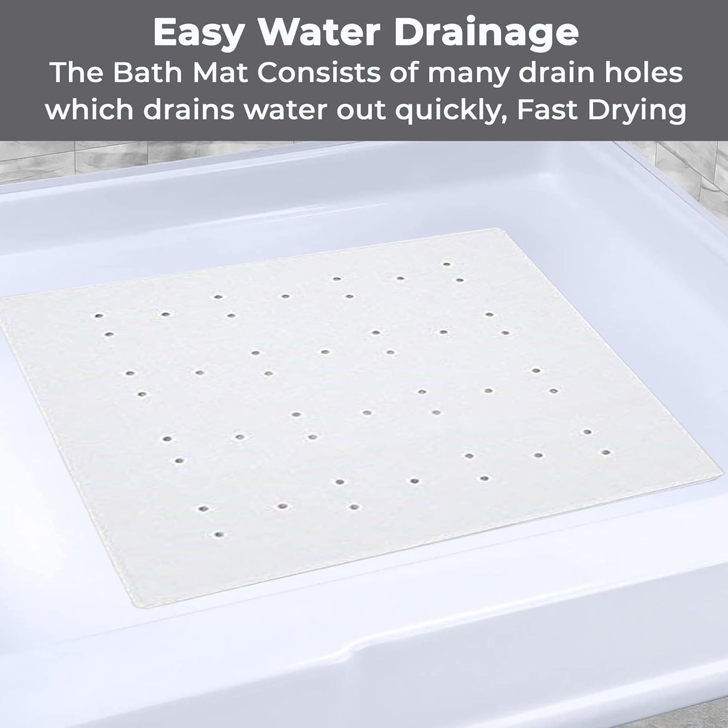 Blue Canyon Nonslip Antibacterial Rubber Shower Mats 53X53 Cm White