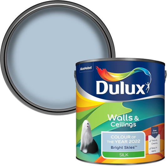 Dulux Walls & Ceilings | Silk Emulsion Paint | Bright Skies | 1 x 2.5 Litre Tin