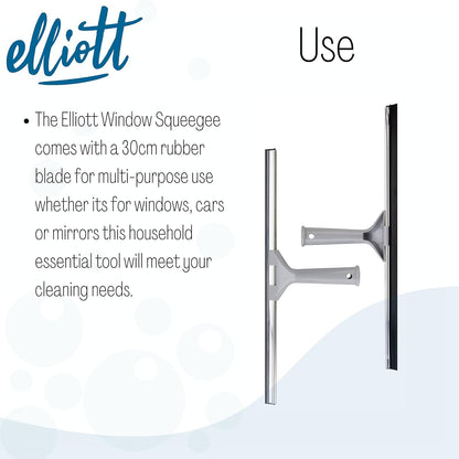 Elliott Multi-Purpose Window Squeegee 30Cm Rubber Squeegee With An Ergonomic Grey Handle.