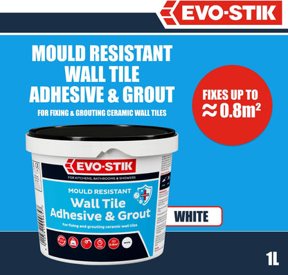 EVO-STIK Mould Resistant Wall Tile Adhesive & Grout 1 Litre