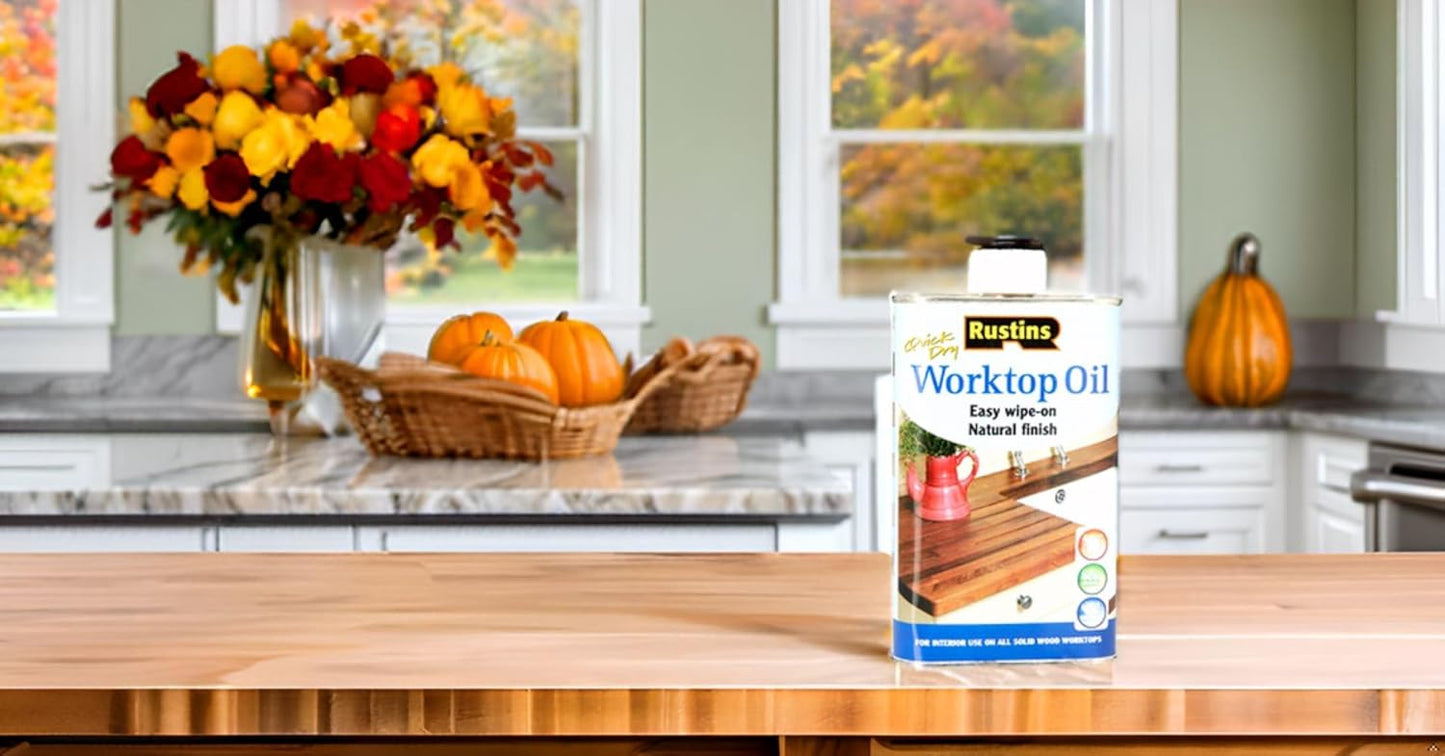 Rustins Worktop Oil  Natural Finish - Ideal For Kitchen Surfaces 1L