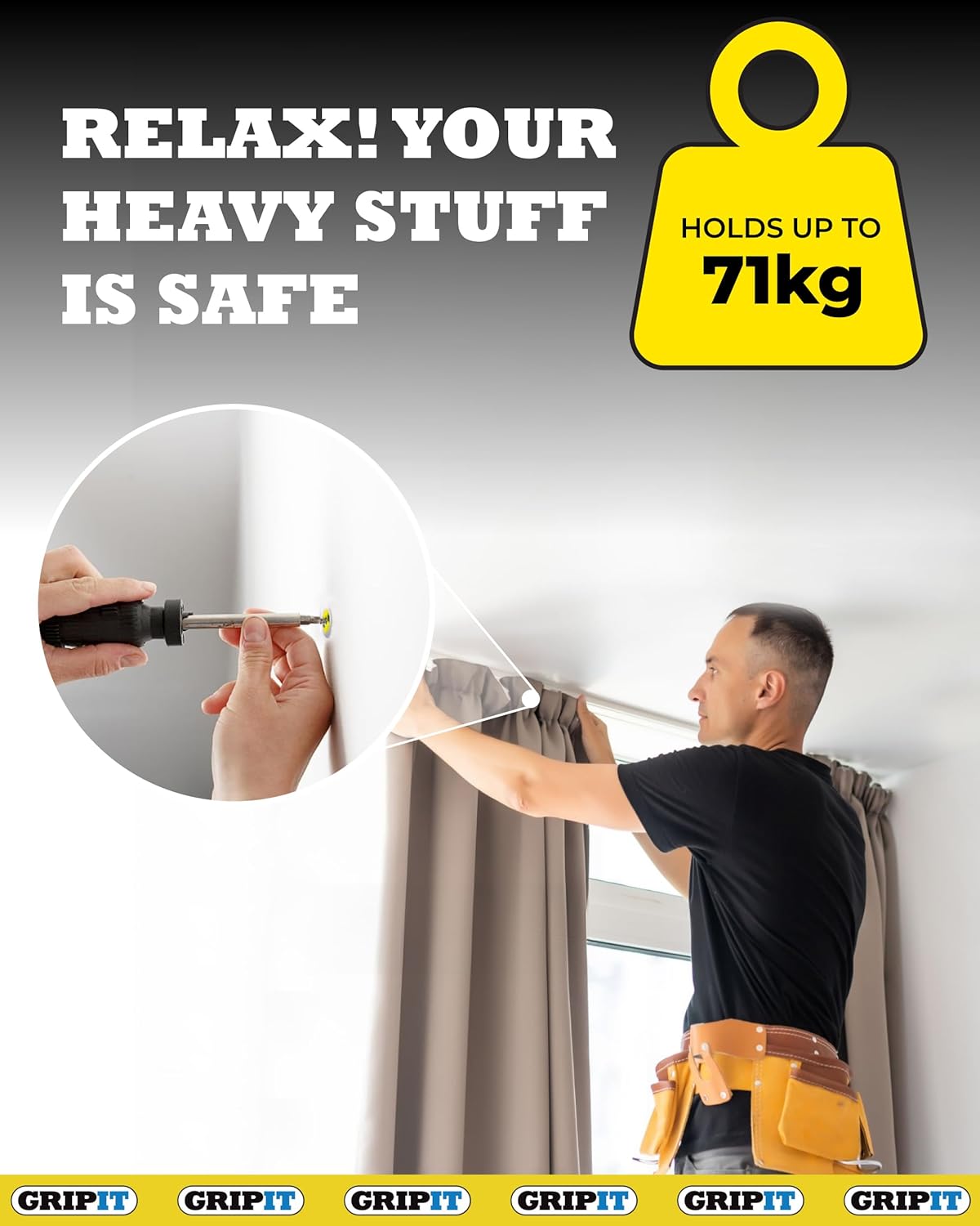 Gripit Yellow Plasterboard Fixings | Pack of 4 | Heavy Duty Plasterboard Fixings | Holds Up to 7