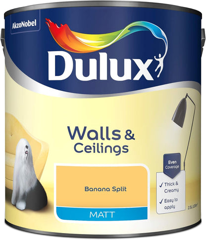 Dulux Walls & Ceilings Matt Emulsion Paint, Banana Split, 2.5 Litres