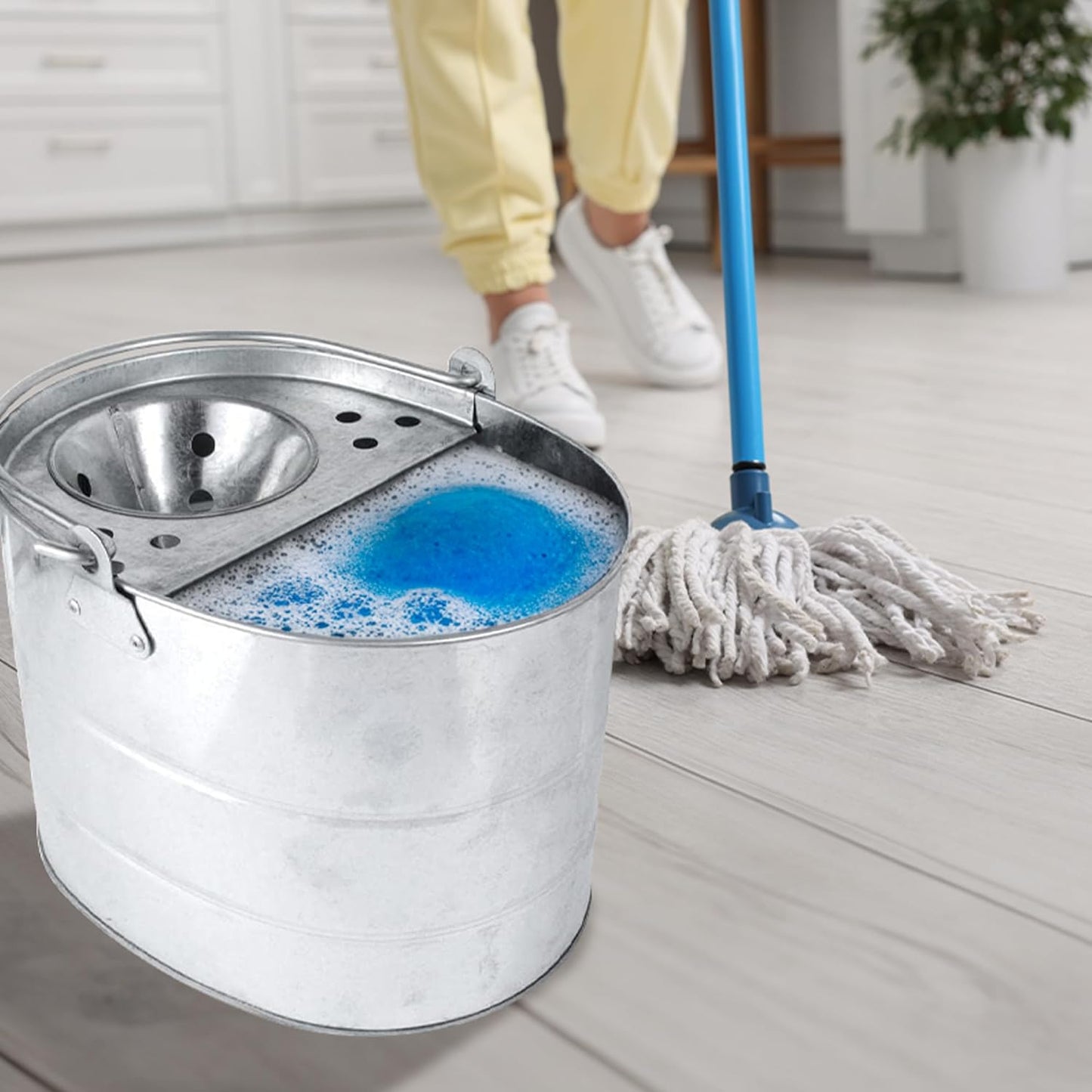 Fixtures Galvanised Stainless Steel Mop Bucket 11L