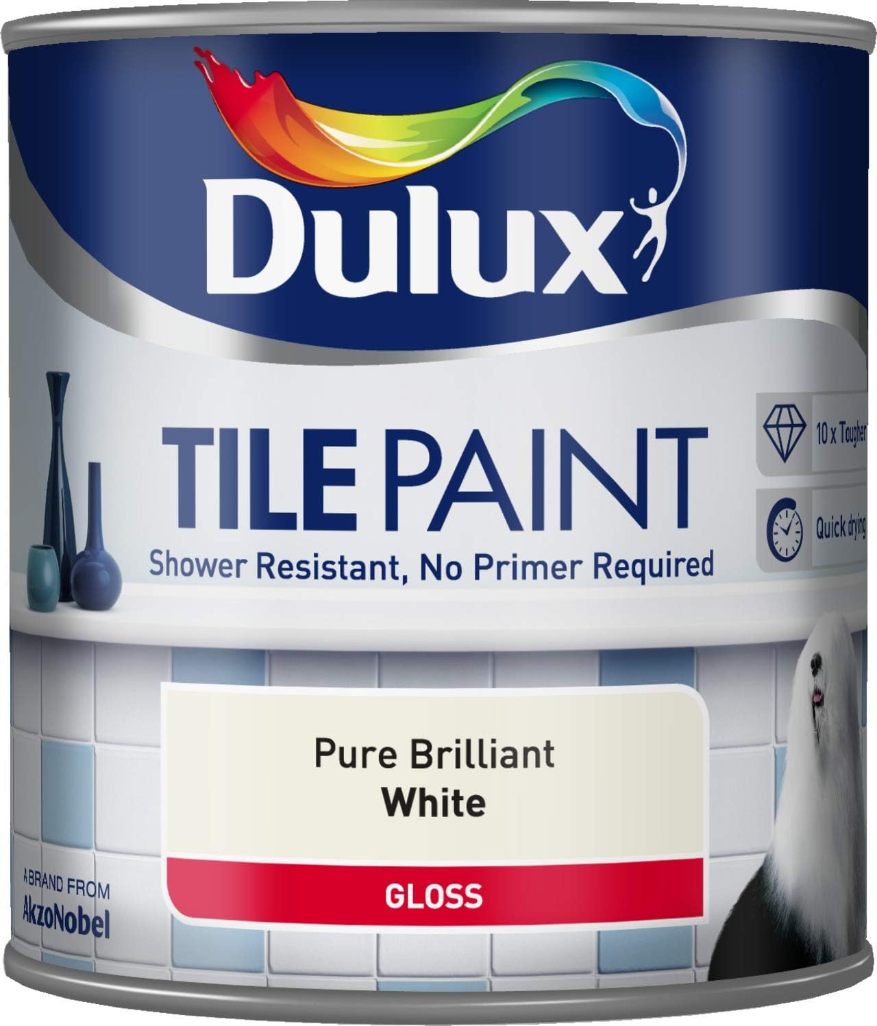 Dulux Watercolour Tile Paint Pure Brilliant White - 600Ml
