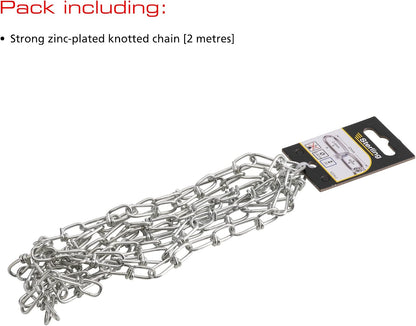 Sterling KZ24L2 Knotted Chain, Bright Zinc Bright Zinc Plated 2.4mm x 2m
