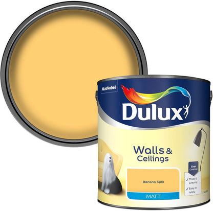 Dulux Walls & Ceilings Matt Emulsion Paint, Banana Split, 2.5 Litres