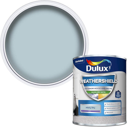 Dulux Weather Shield Quick Dry Satin Paint, 750 Ml - Misty Sky
