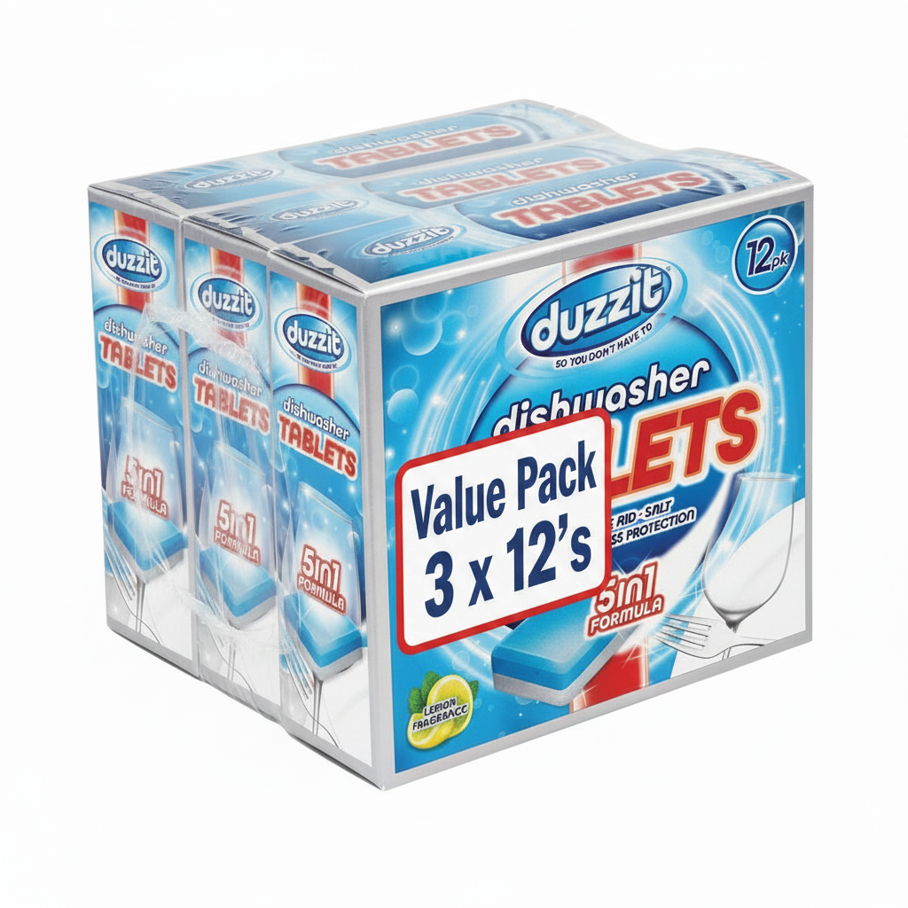 Duzzit Dishwasher Tablets 5 In 1 Action Lemon Fresh Removes Stains And Grease