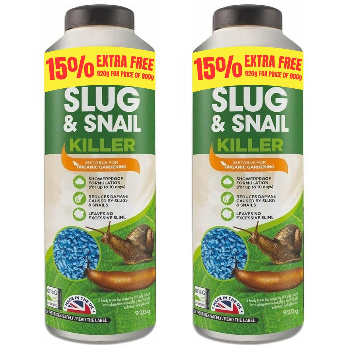 Doff Organic Slug & Snail Killer 800g Ferric Phosphate + 15% Free