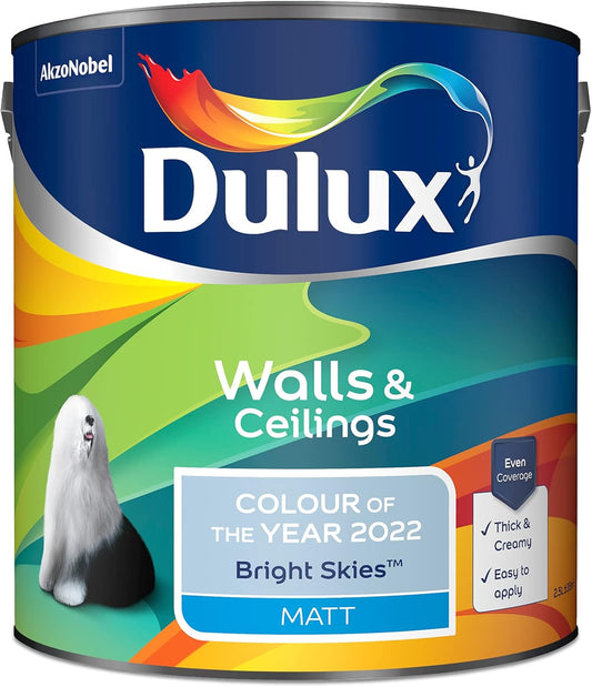 Dulux Walls & Ceilings Matt Emulsion Paint | Bright Skies | 1 x 2.5 Litre
