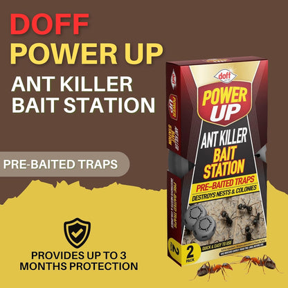 Doff Power Up Ant Killer Bait Station | Pre-Baited Traps | 1 x 2 Pack