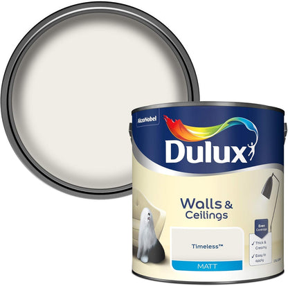Dulux Matt Emulsion Paint For Walls And Ceilings - Timeless 2.5 Litres