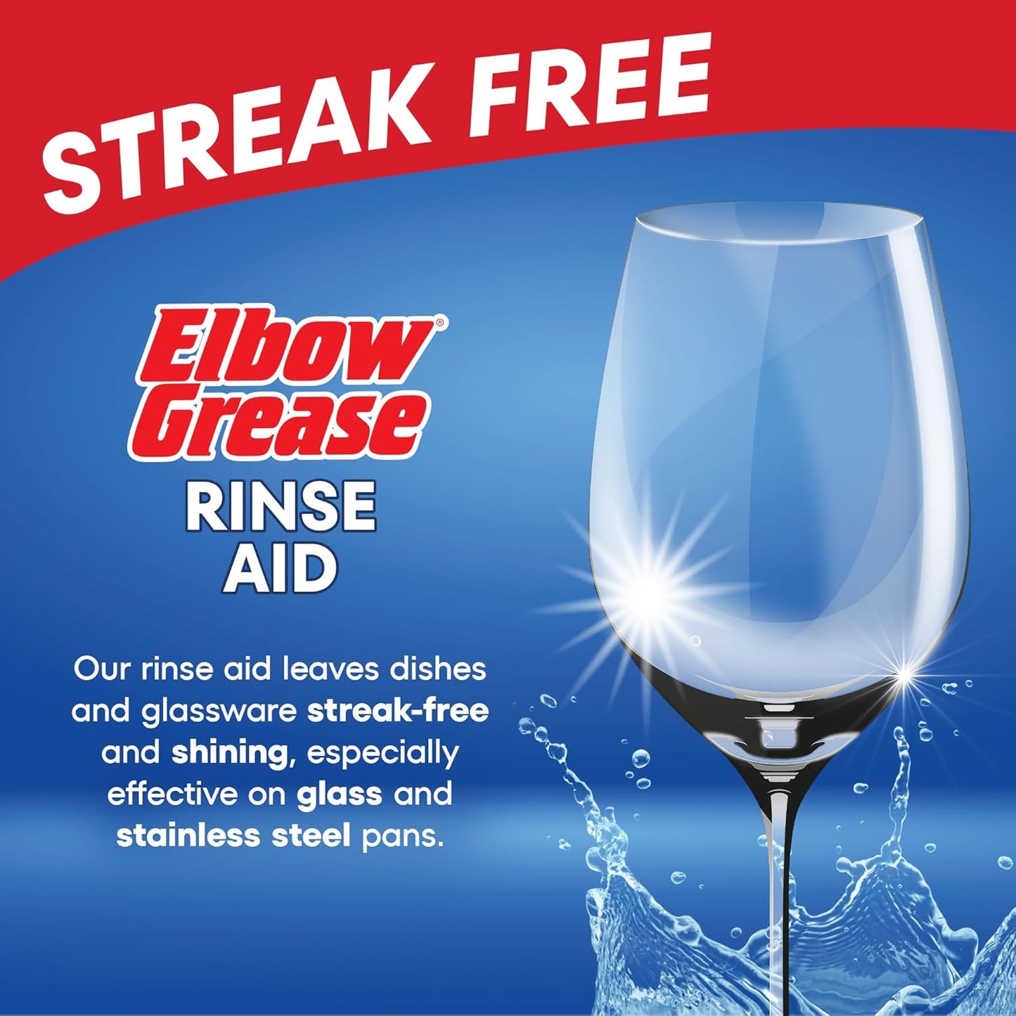 Elbow Grease Rinse Aid | Streak Free Fast Drying Formula | 1 x 500ml