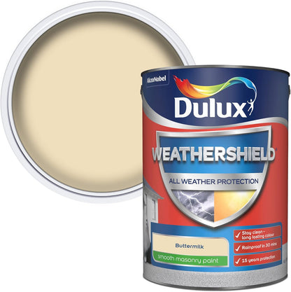 Dulux Weathershield Smooth Masonry Paint - Buttermilk - 5L