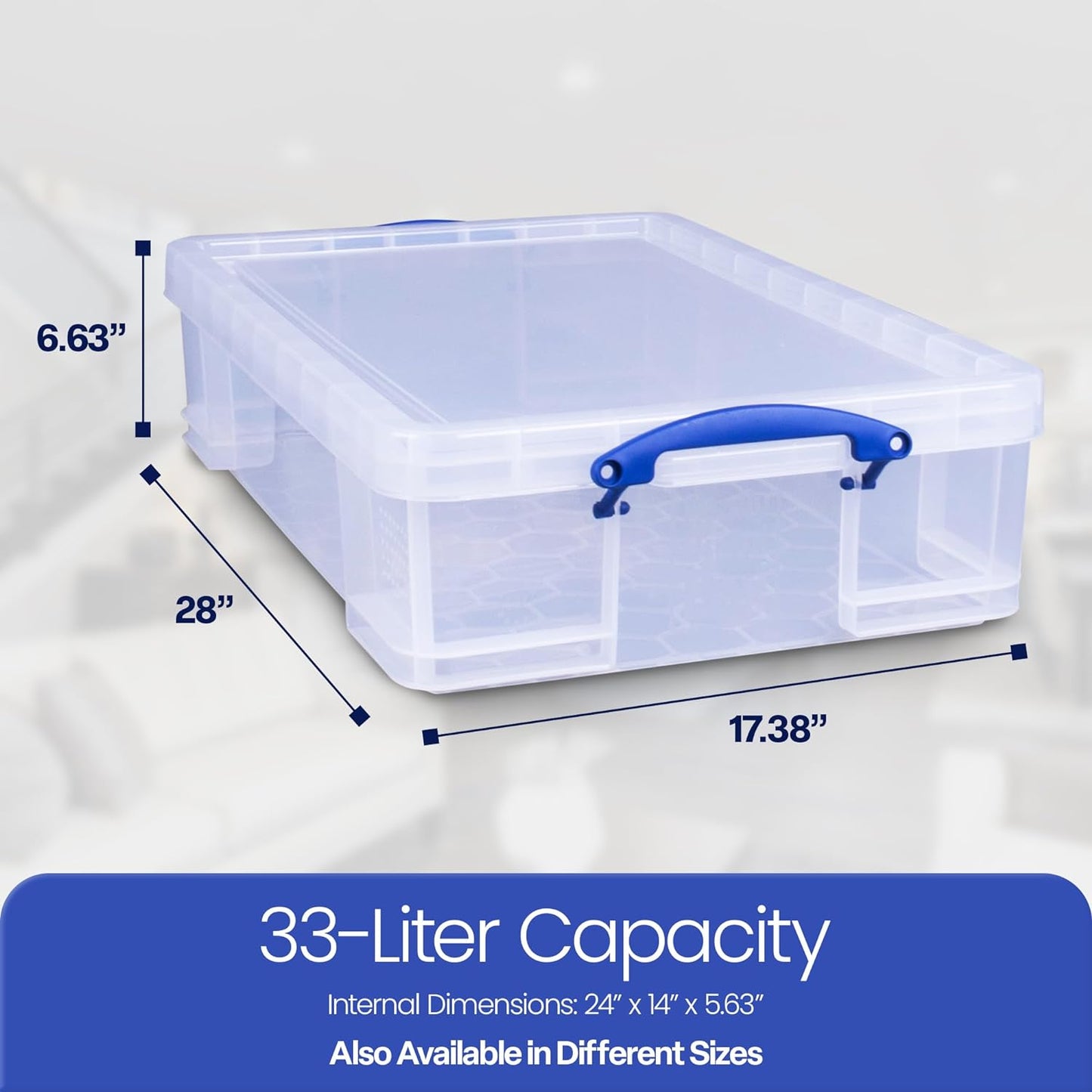 Really Useful Clear Plastic Storage Box 33 Litre External: 710 x 440 x 165mm