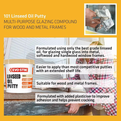 EVO-STIK Linseed Oil Putty | For wood and Metal | 1 kg Tub