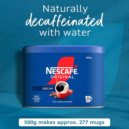 NESCAFÉ Original Decaf Instant Coffee 500g Tin {277 Cups}