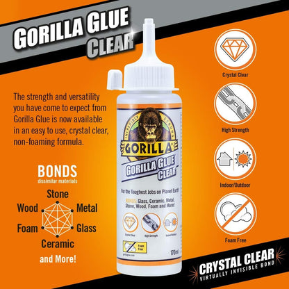 Gorilla All Purpose Glue | Clear 170ml | Waterproof.