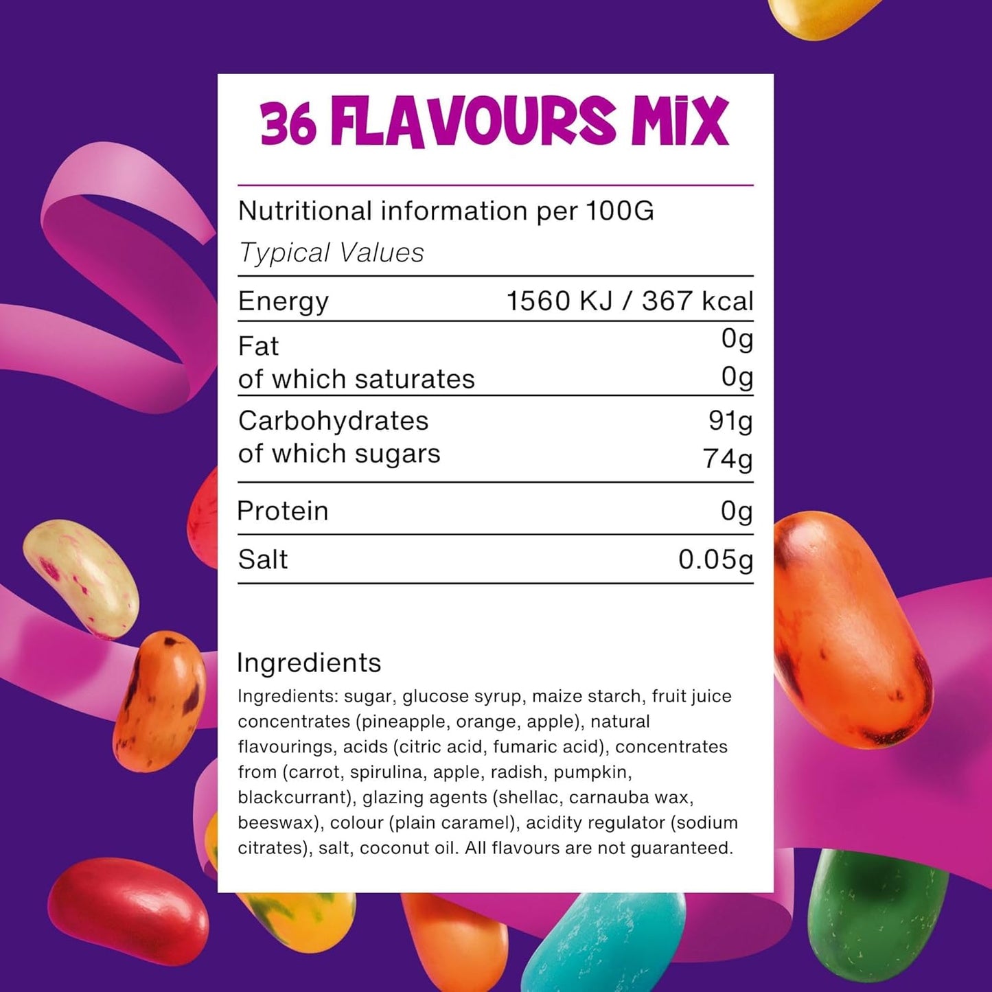 The Jelly Bean Factory, Jelly Beans | Mixed 36 Flavours | 1 x 700g Jar