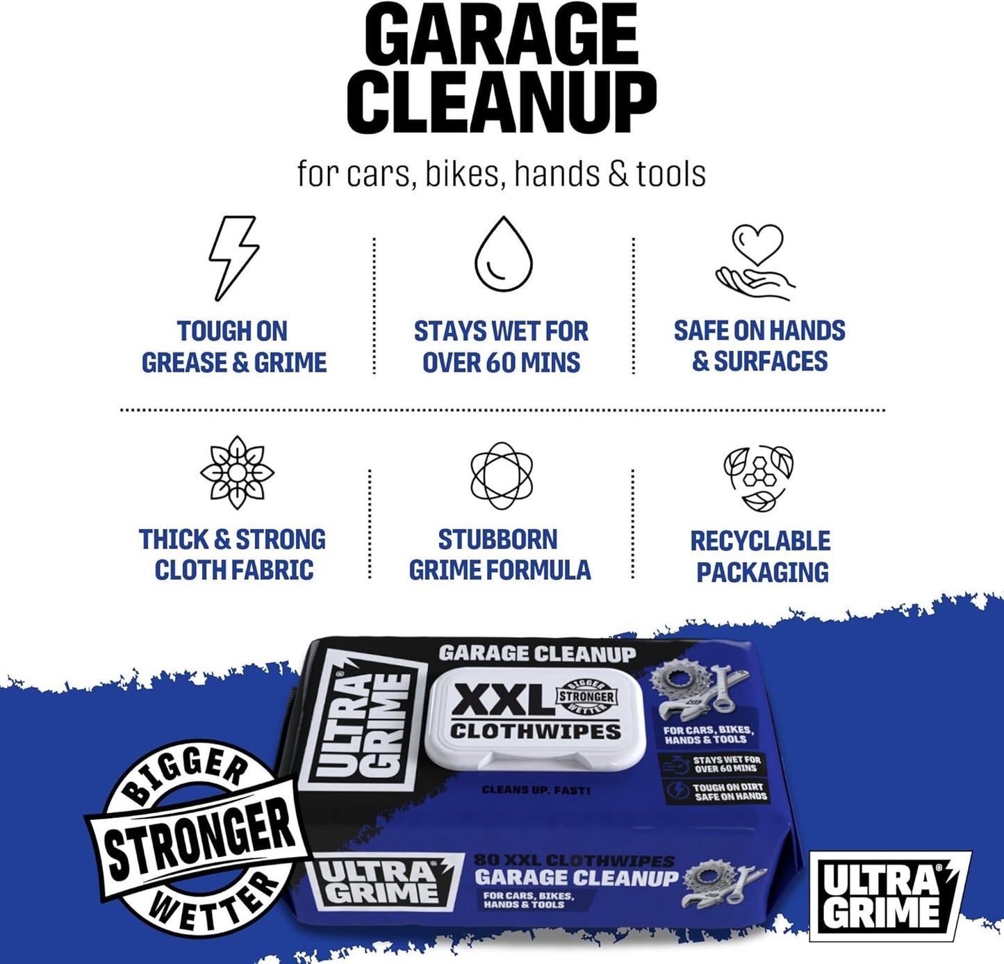 Ultragrime Garage Xxl Wipes Heavy Duty 80 Thick Big Wipes