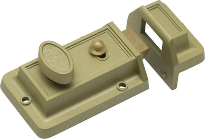 Sterling Standard Nightlatch | Left & righthanded Doors | Champagne | Full Pack | 2 keys | NLS101