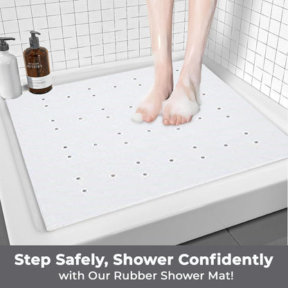 Blue Canyon Nonslip Antibacterial Rubber Shower Mats 53X53 Cm White