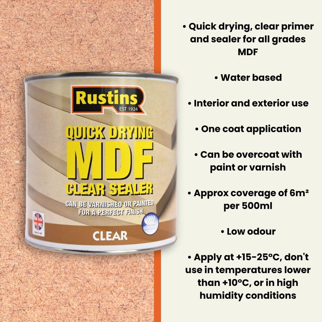 Rustins Quick Dry MDF Sealer | Professional Sealant For Rapid Results | 1 Litre