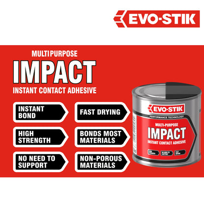 Evo-Stik Impact Adhesive, Multipurpose, High-Strength Adhesive, 250ml Tin.