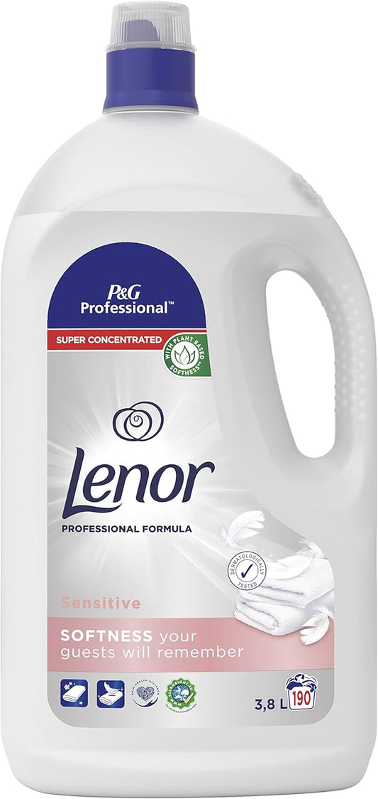 Lenor - Professional Sensitive Fabric Softener, Super Concentrate 190 Washes - 3.8L