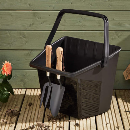 Addis 513825 Garden Leaf Lawn Cuttings Scoop Tool Bucket With Handle, Black, 41 X 30 X 33Cm