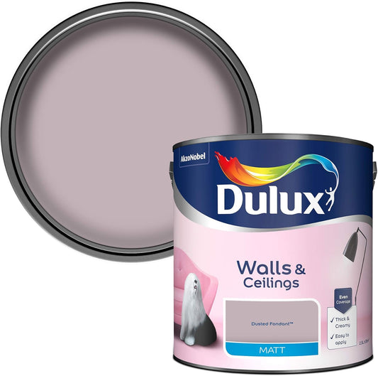Dulux Matt Emulsion Paint For Walls And Ceilings - Dusted Fondant 2. 5 Litres