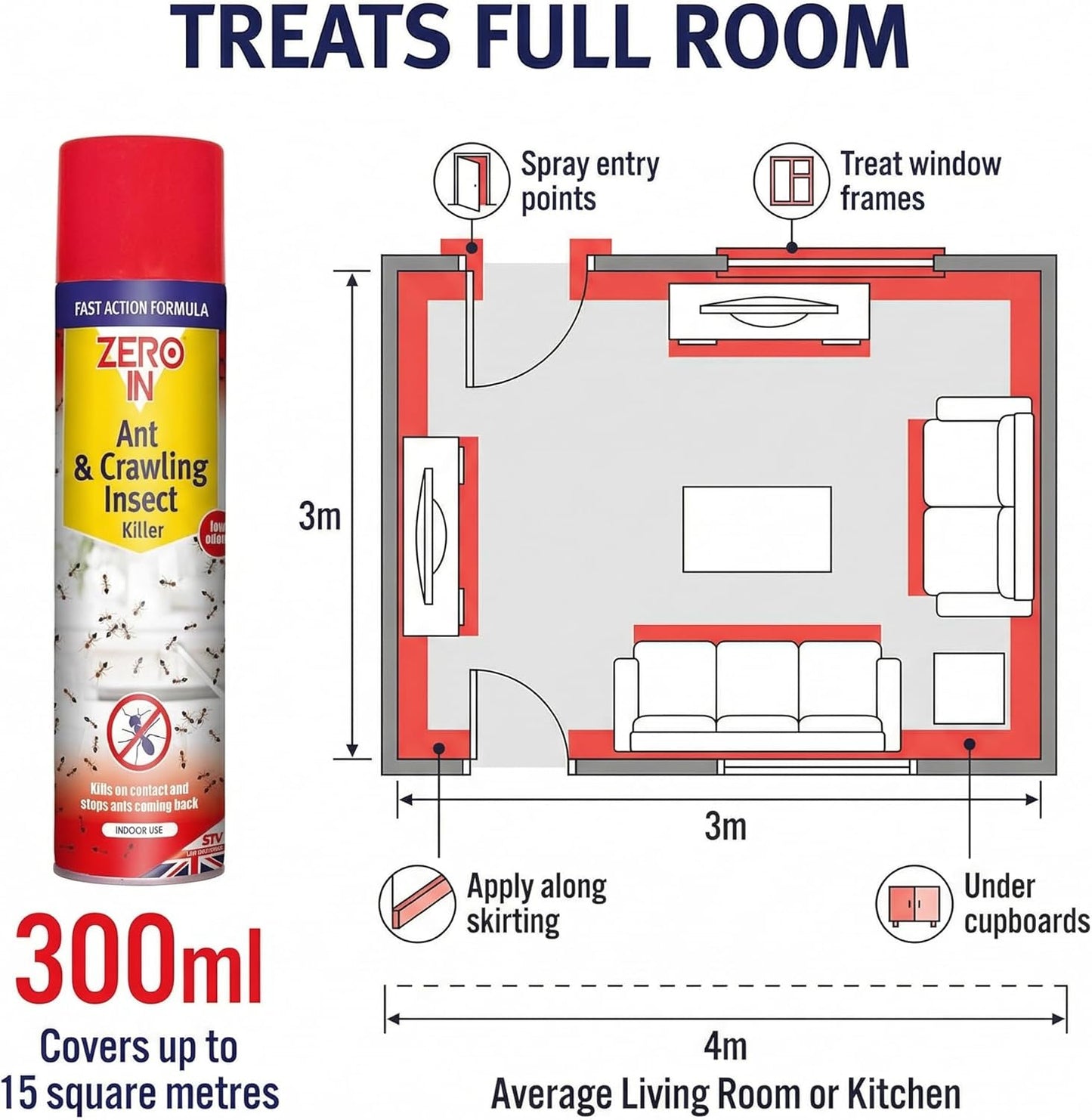 Zero In Total Ant & Crawling Insect Killer 300ml