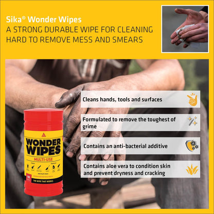 Sika - Wonder Wipes Multi-Use Cleaning Wipes For The Building Trade -100 Wipes