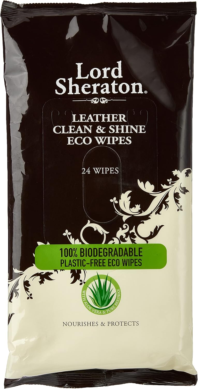 Lord Sheraton Eco Leather Clean And Shine Wipes, Clear, 24 Pack
