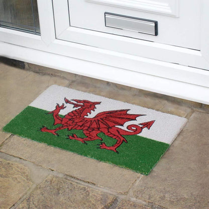 JVL Cymru Welsh Dragon Wales Welcome Coir Coconut Door Mat 30 X 60Cm Home Caravan Office